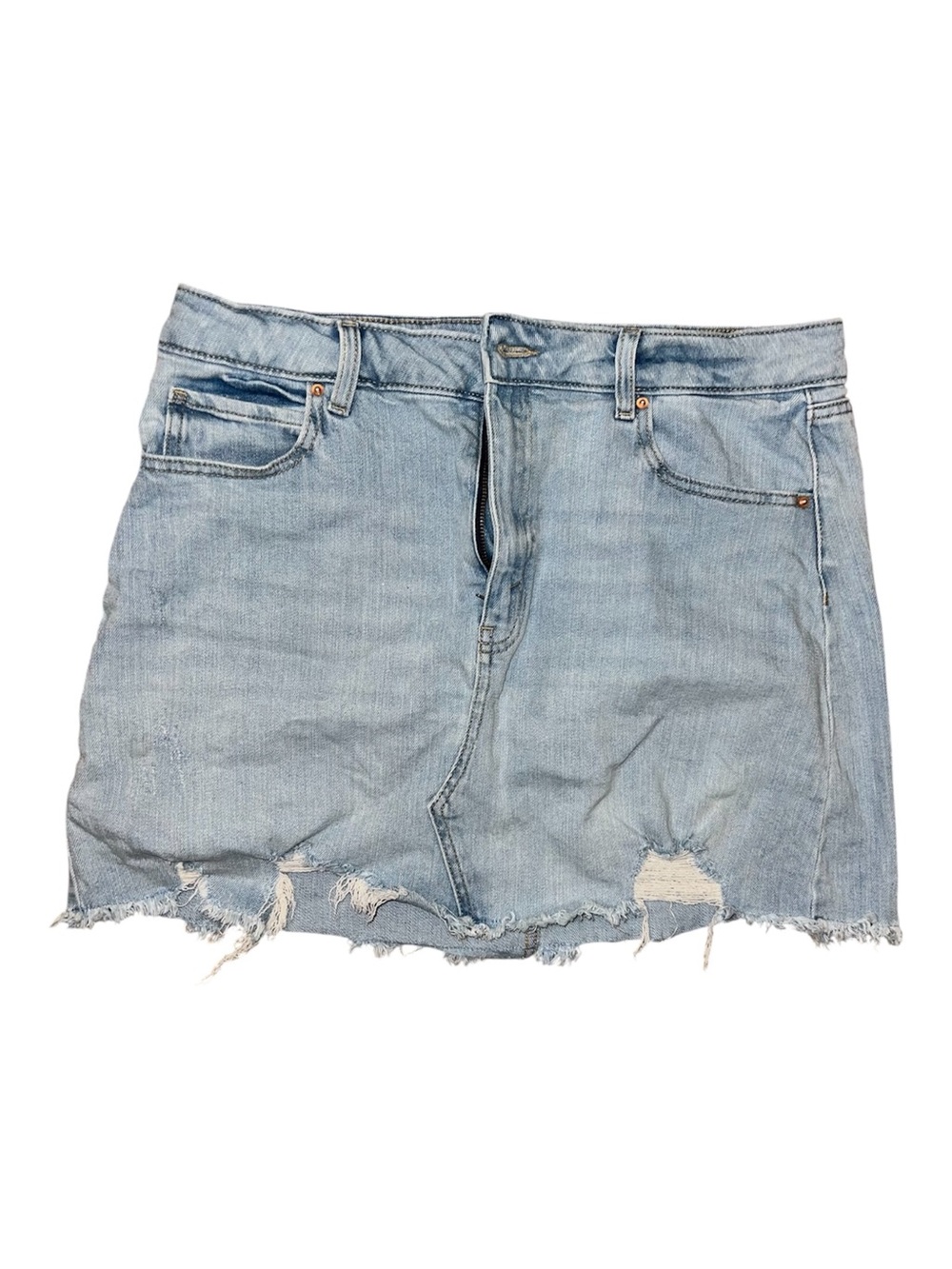 Wild Fable Denim Mini Skirt Distressed Light Wash Size 14